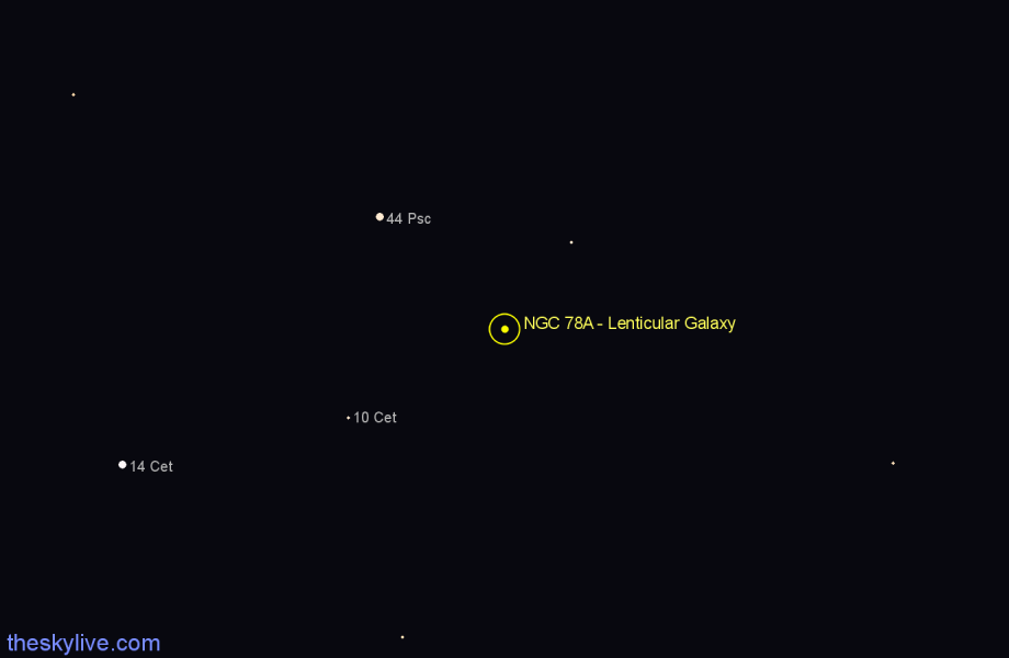 Finder chart NGC 78A - Lenticular Galaxy in Pisces star