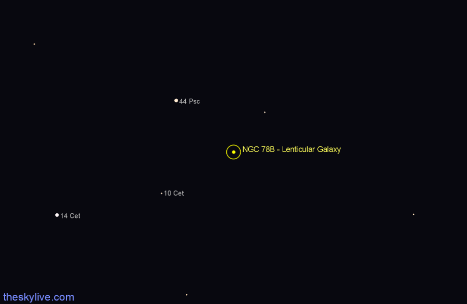 Finder chart NGC 78B - Lenticular Galaxy in Pisces star