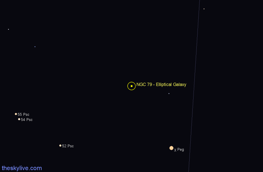 Finder chart NGC 79 - Elliptical Galaxy in Andromeda star
