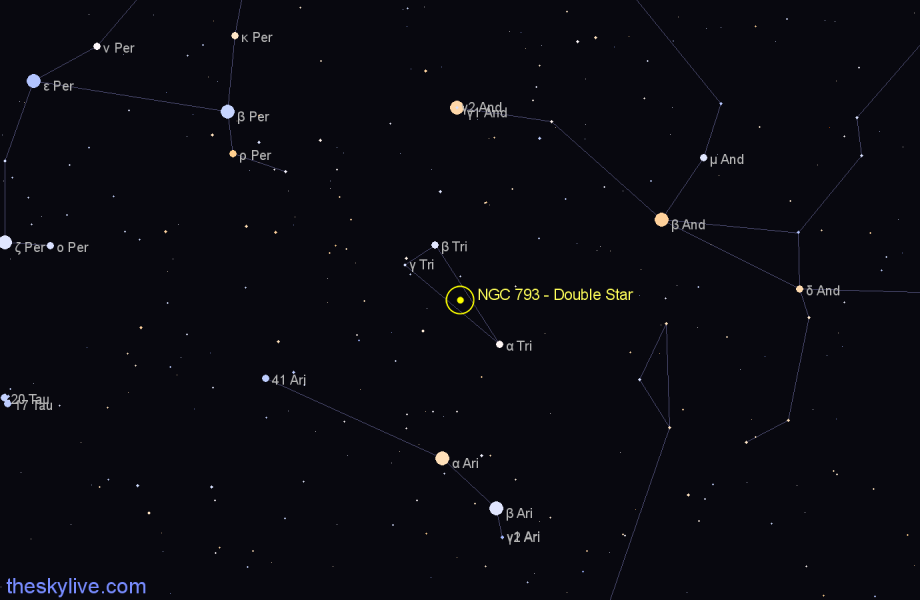 Finder chart NGC 793 - Double Star in Triangulum star