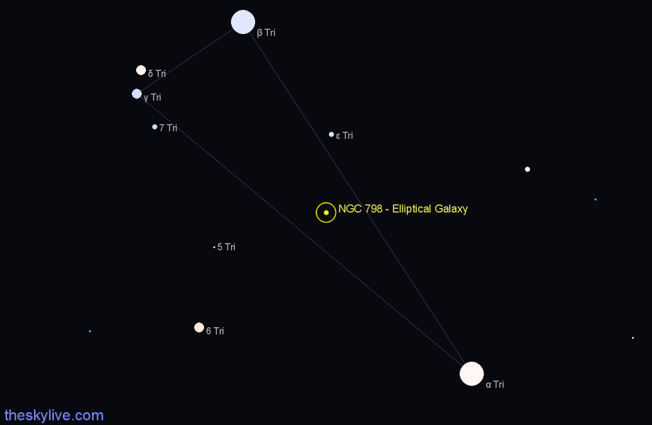 Finder chart NGC 798 - Elliptical Galaxy in Triangulum star
