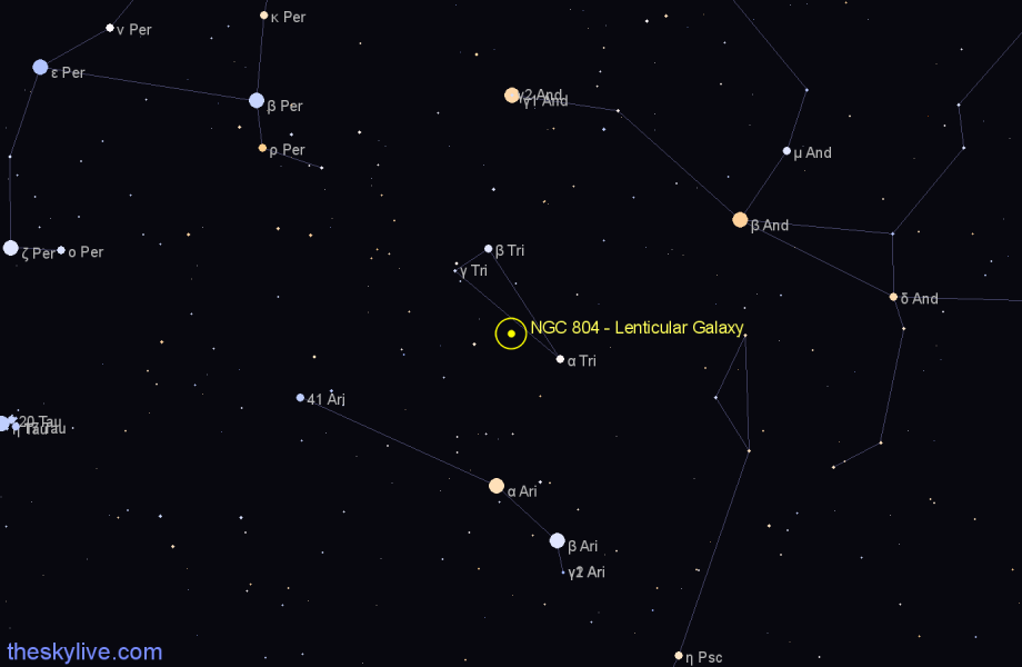 Finder chart NGC 804 - Lenticular Galaxy in Triangulum star