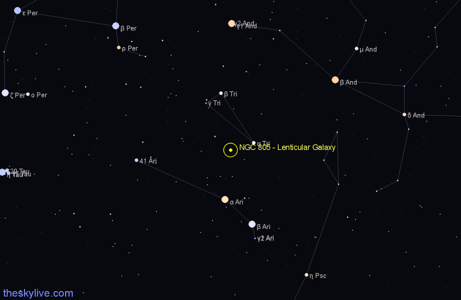 Finder chart NGC 805 - Lenticular Galaxy in Triangulum star