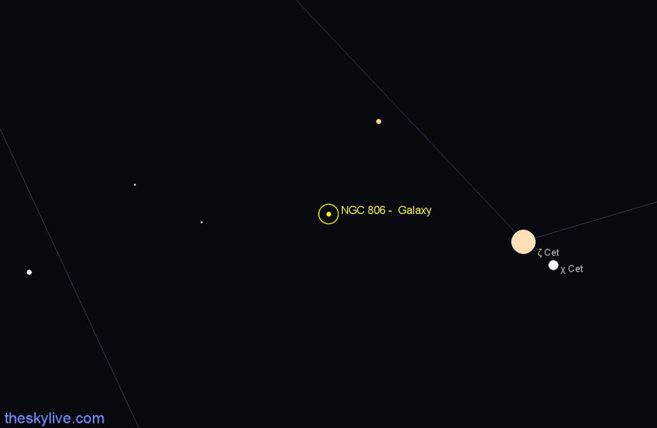 Finder chart NGC 806 -  Galaxy in Cetus star