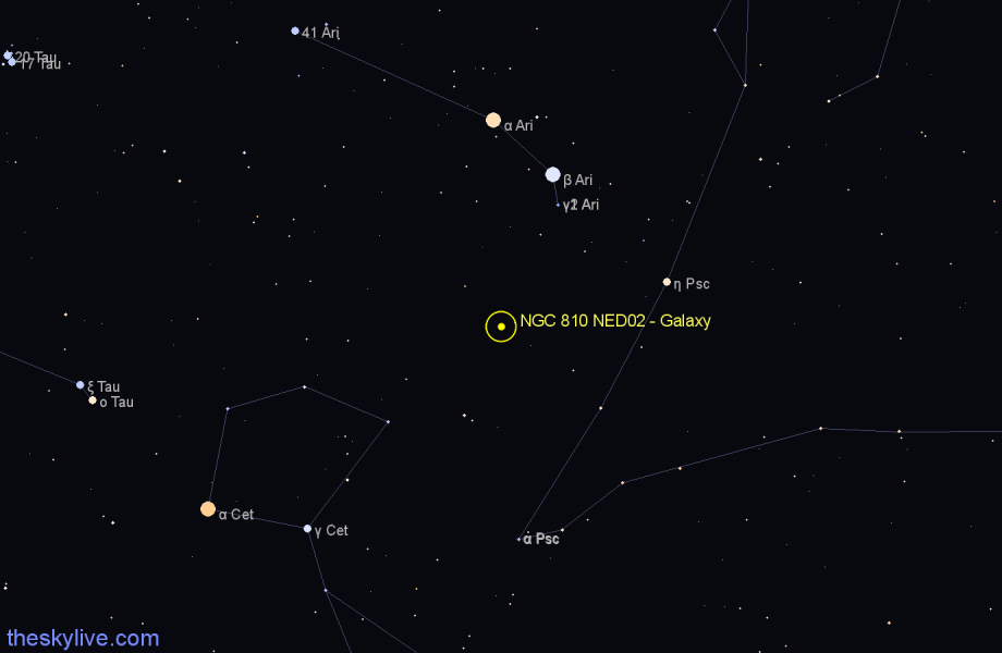 Finder chart NGC 810 NED02 - Galaxy in Aries star