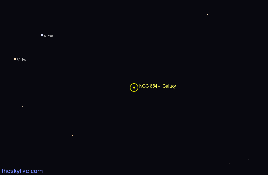 Finder chart NGC 854 -  Galaxy in Fornax star