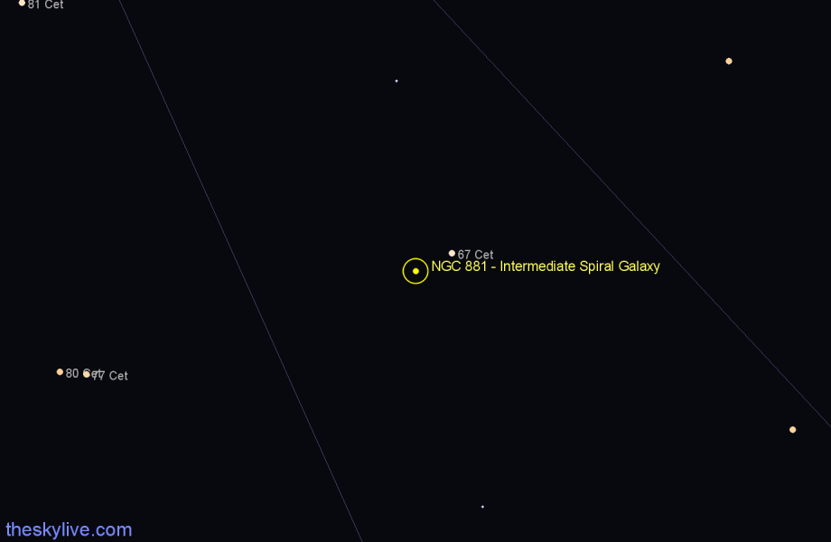 Finder chart NGC 881 - Intermediate Spiral Galaxy in Cetus star