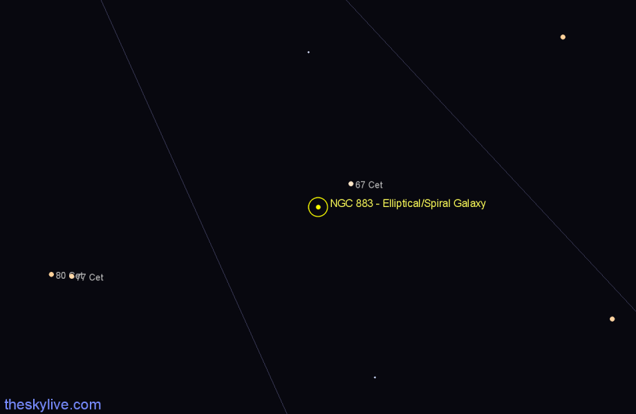 Finder chart NGC 883 - Elliptical/Spiral Galaxy in Cetus star