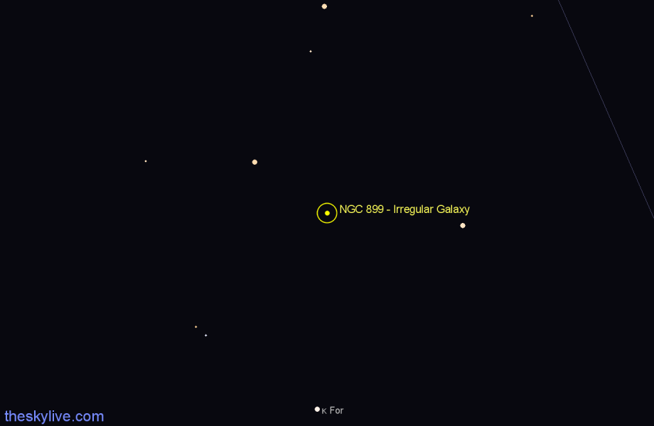Finder chart NGC 899 - Irregular Galaxy in Cetus star