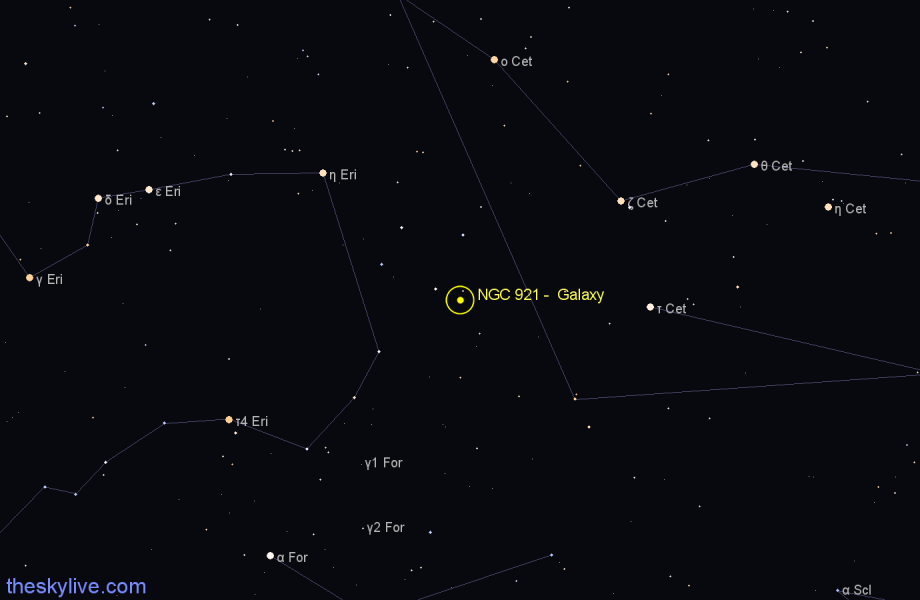 Finder chart NGC 921 -  Galaxy in Cetus star