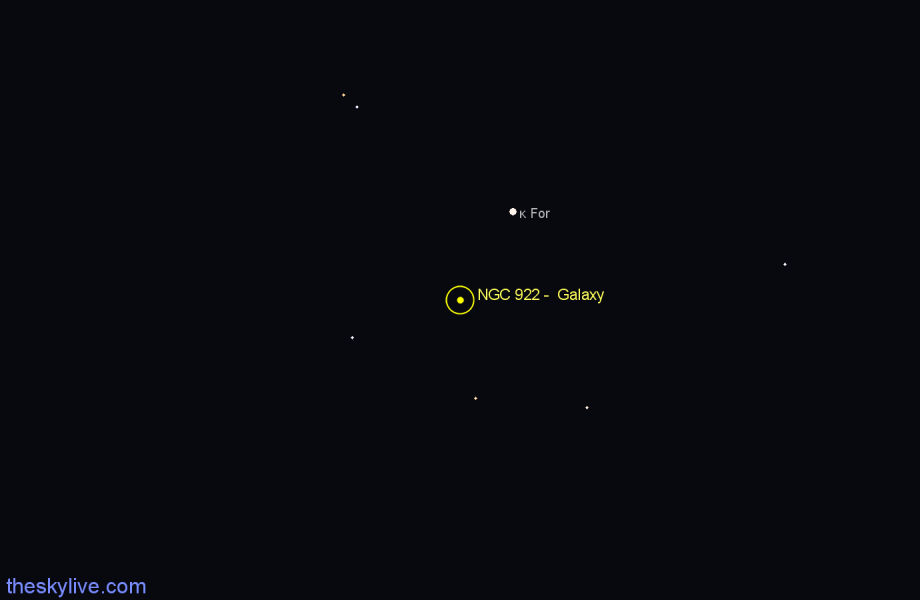 Finder chart NGC 922 - Galaxy in Fornax star