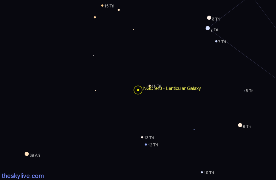 Finder chart NGC 940 - Lenticular Galaxy in Triangulum star