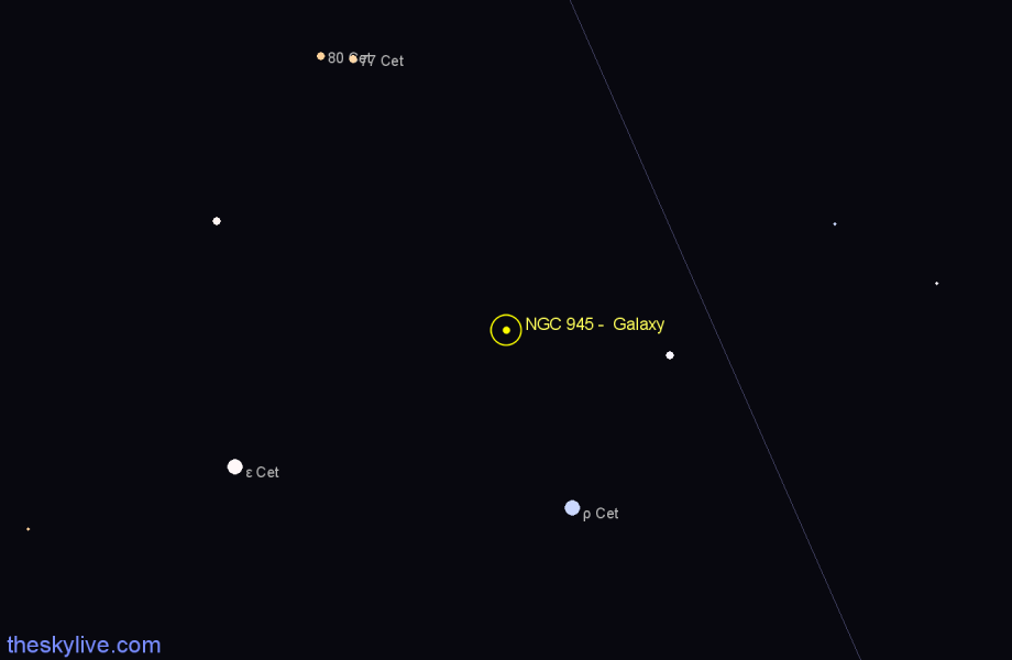 Finder chart NGC 945 -  Galaxy in Cetus star