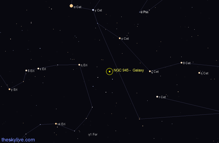 Finder chart NGC 945 -  Galaxy in Cetus star