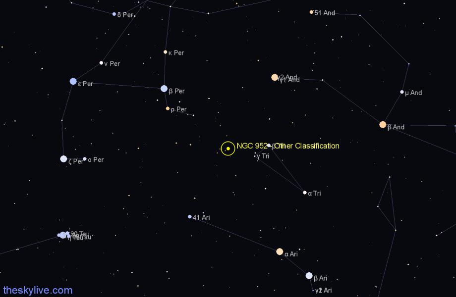 Finder chart NGC 952 - Other Classification in Triangulum star