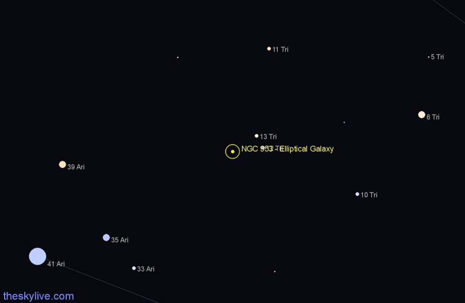 Finder chart NGC 953 - Elliptical Galaxy in Triangulum star
