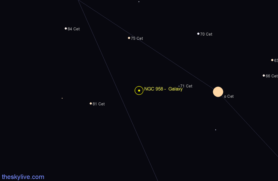 Finder chart NGC 958 -  Galaxy in Cetus star