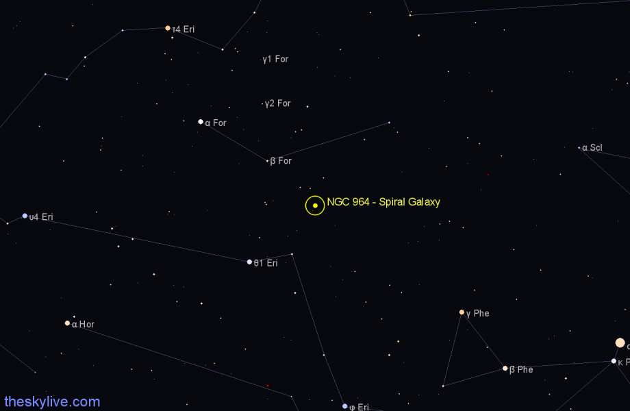 Finder chart NGC 964 - Spiral Galaxy in Fornax star