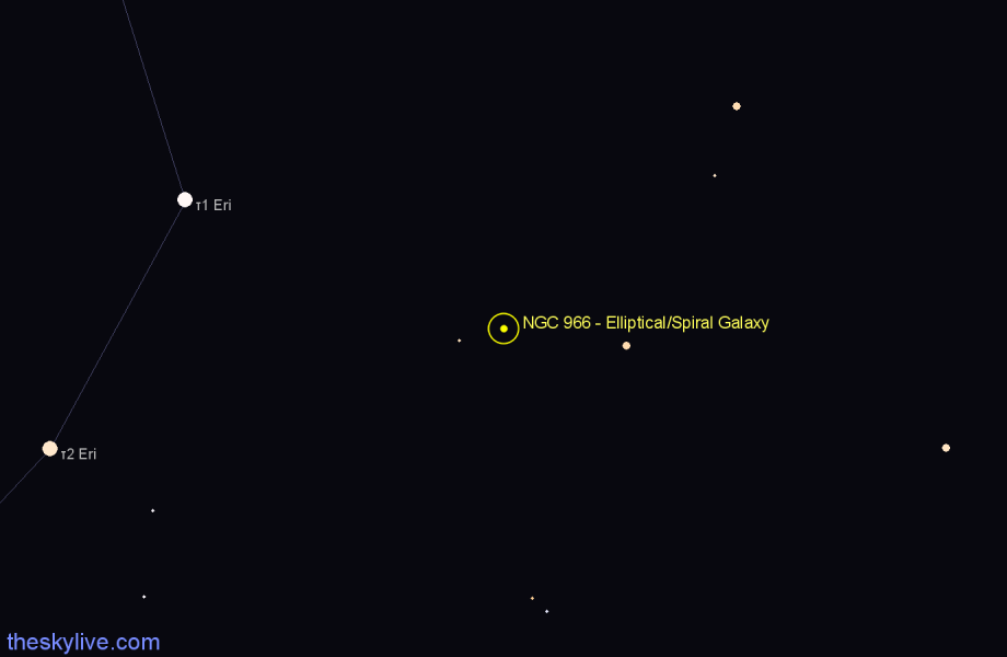 Finder chart NGC 966 - Elliptical/Spiral Galaxy in Cetus star