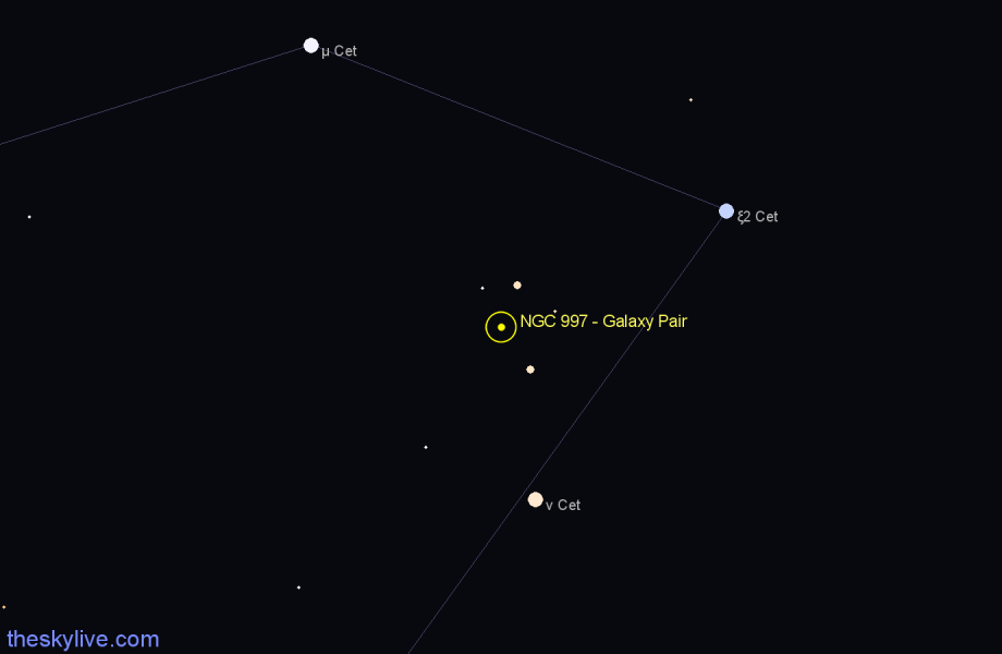 Finder chart NGC 997 - Galaxy Pair in Cetus star