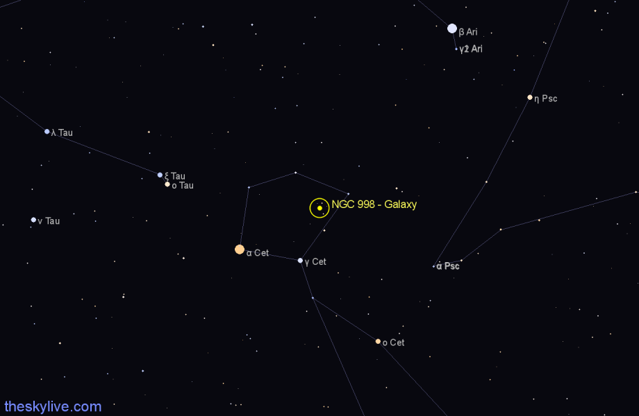 Finder chart NGC 998 - Galaxy in Cetus star
