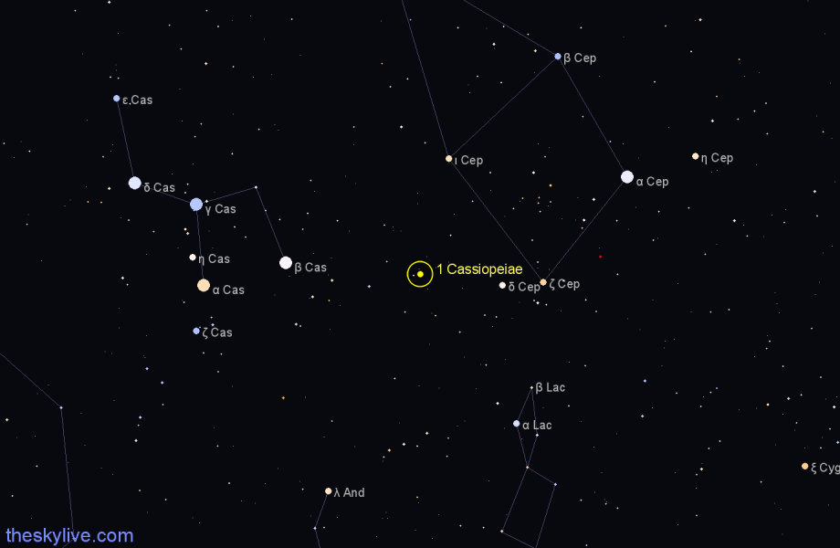 Finder chart 1 Cassiopeiae star