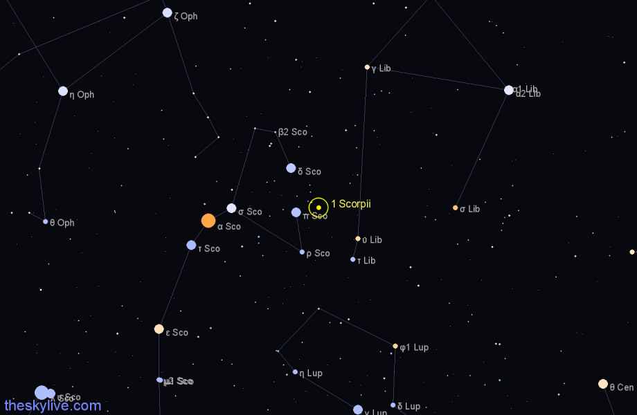 Finder chart 1 Scorpii star