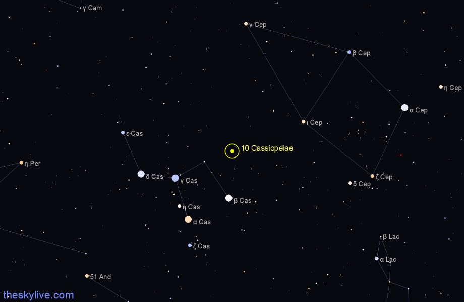 Finder chart 10 Cassiopeiae star