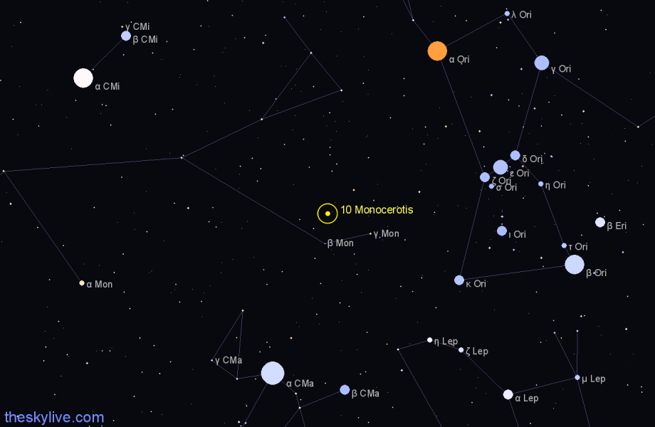 Finder chart 10 Monocerotis star