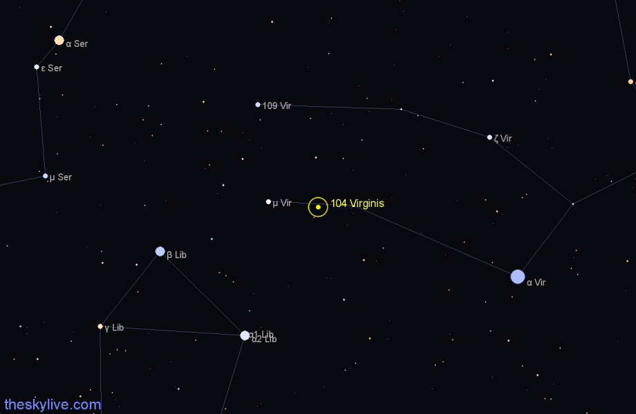 Finder chart 104 Virginis star