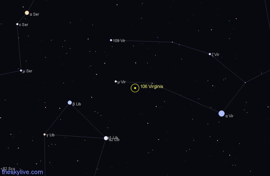 Finder chart 106 Virginis star