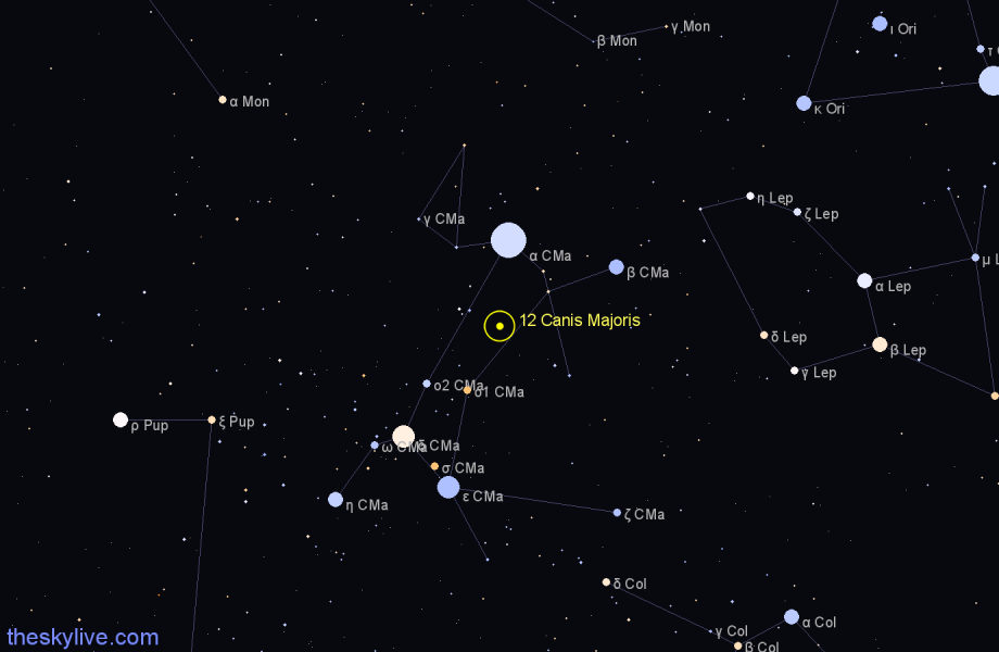 Finder chart 12 Canis Majoris star