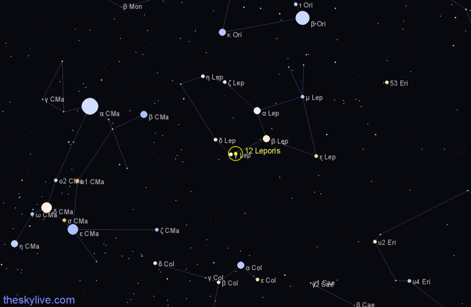 Finder chart 12 Leporis star