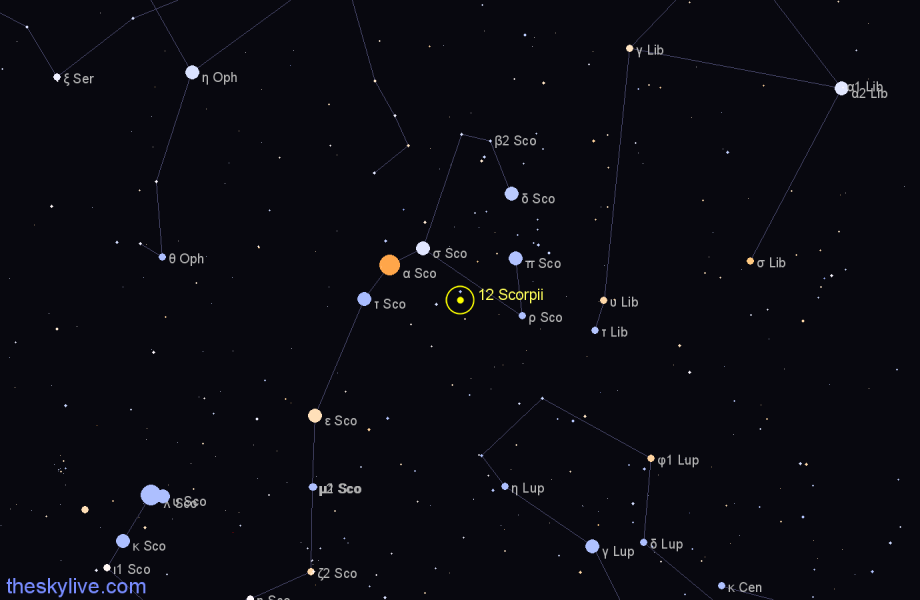 Finder chart 12 Scorpii star