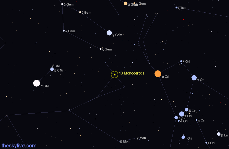 Finder chart 13 Monocerotis star