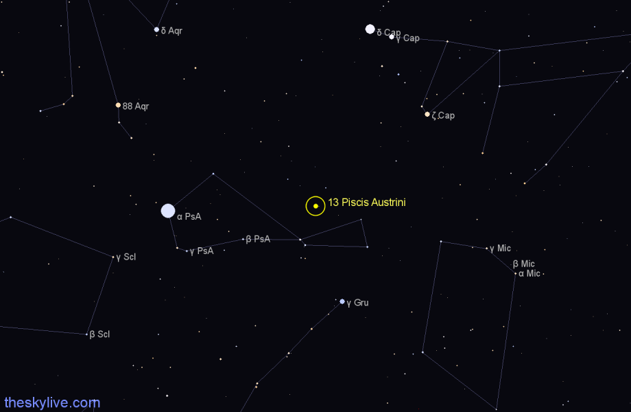 Finder chart 13 Piscis Austrini star