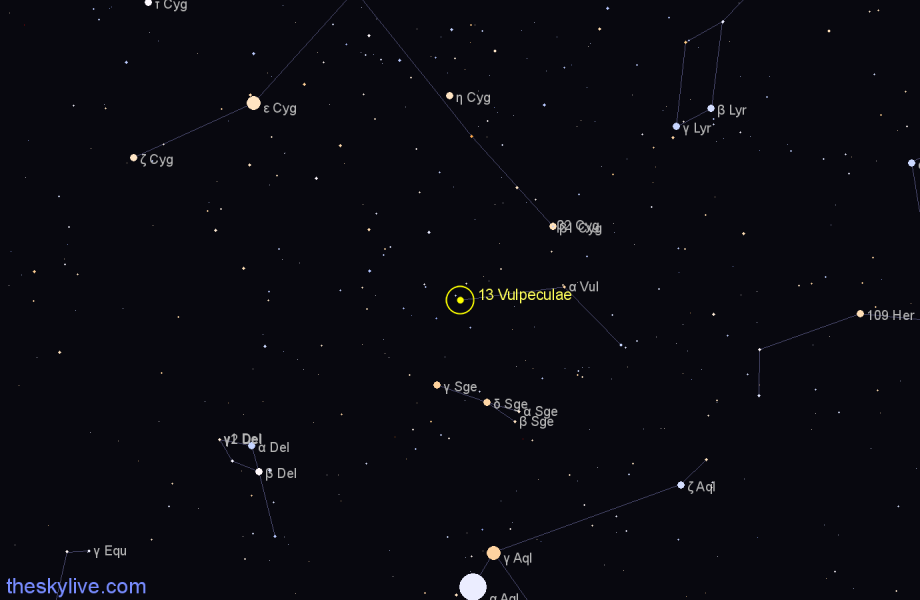 Finder chart 13 Vulpeculae star