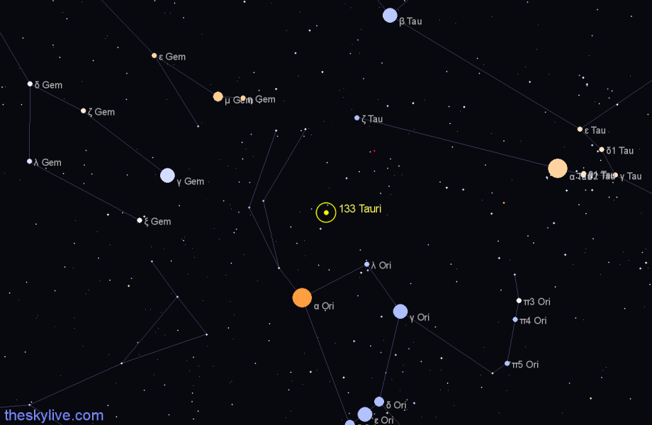 Finder chart 133 Tauri star
