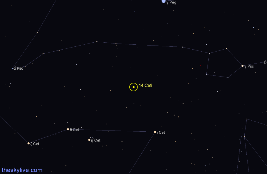 Finder chart 14 Ceti star