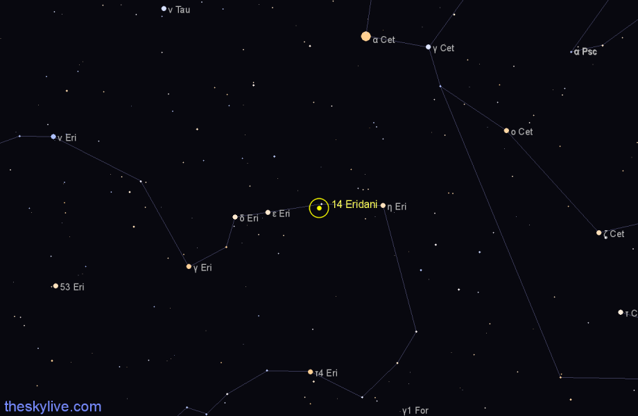 Finder chart 14 Eridani star