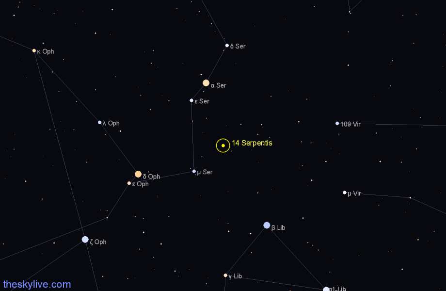 Finder chart 14 Serpentis star