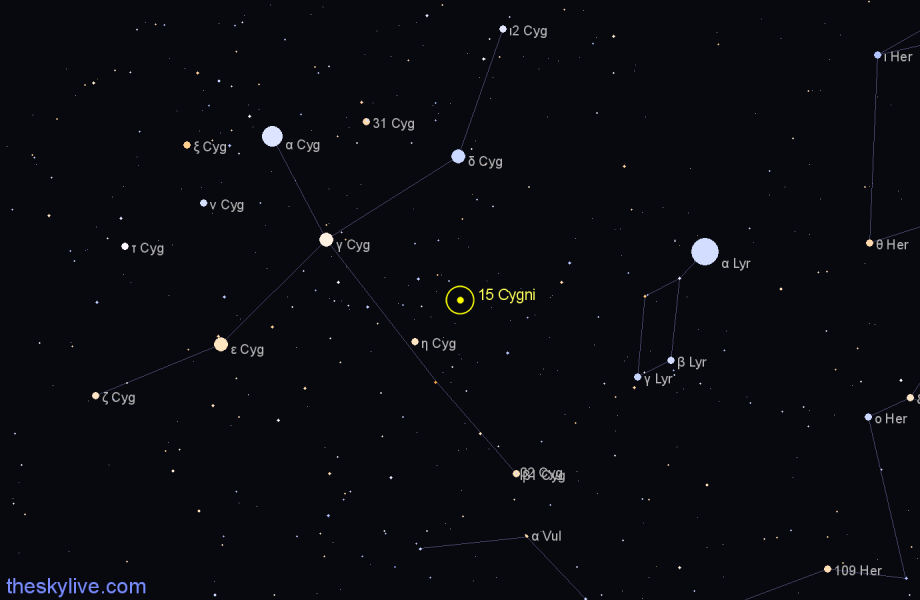 Finder chart 15 Cygni star