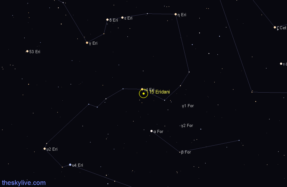 Finder chart 15 Eridani star