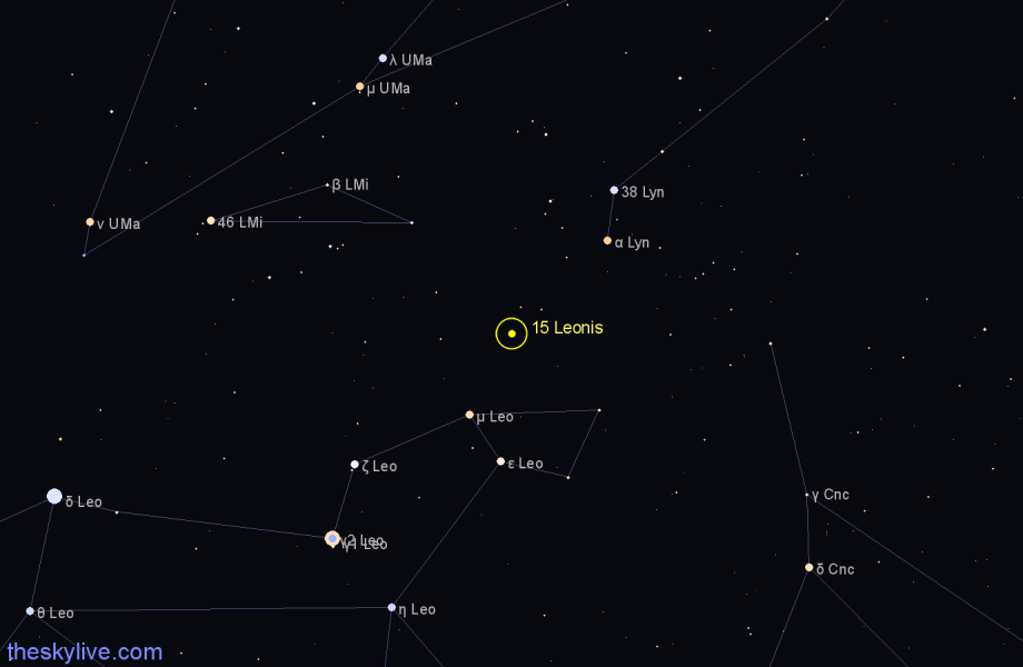 Finder chart 15 Leonis star