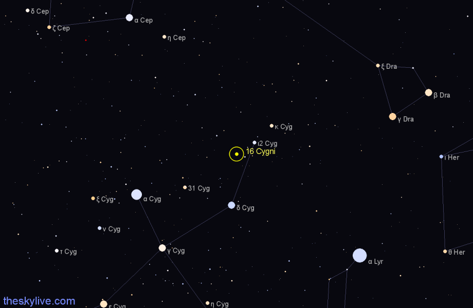 Finder chart 16 Cygni star