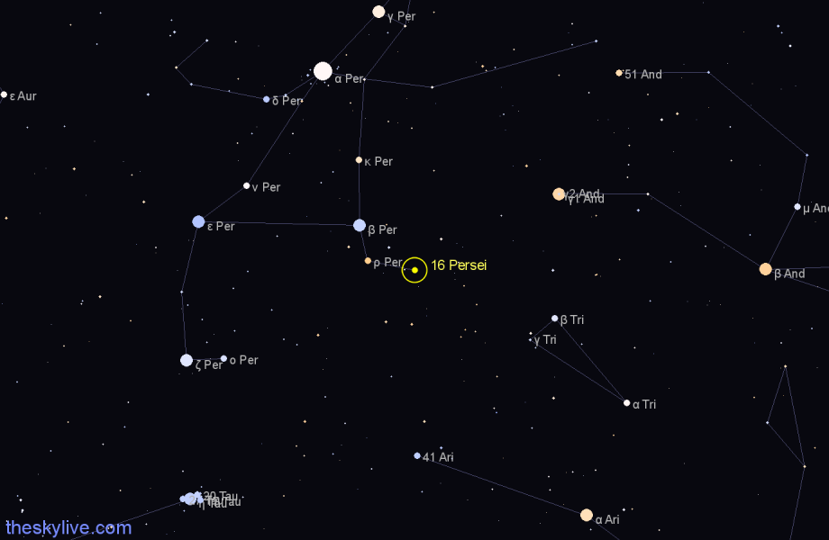 Finder chart 16 Persei star