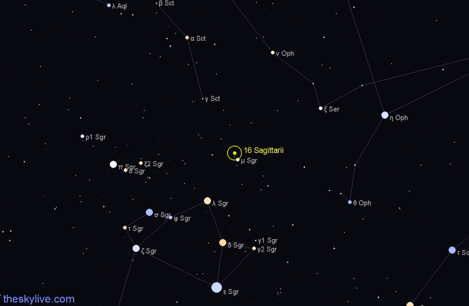 Finder chart 16 Sagittarii star