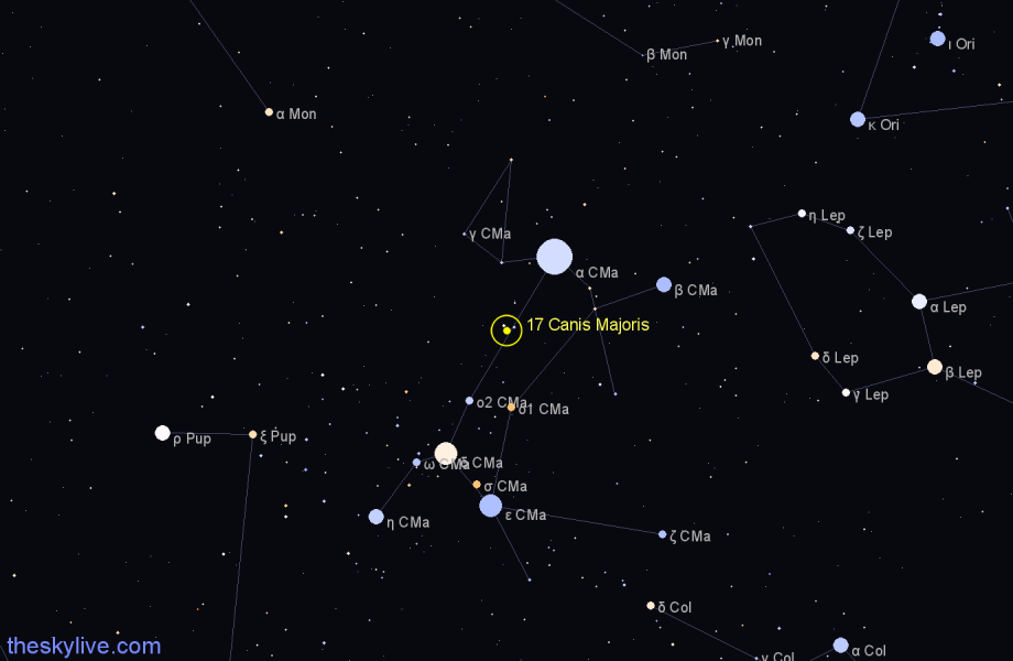 Finder chart 17 Canis Majoris star
