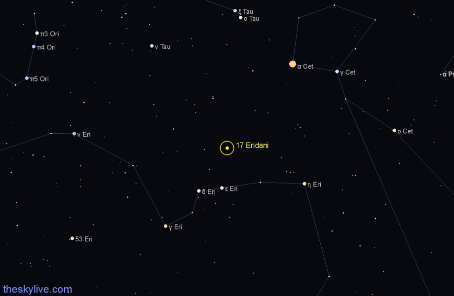 Finder chart 17 Eridani star