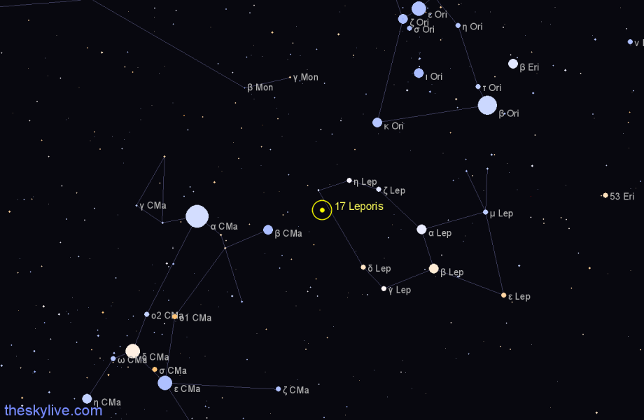 Finder chart 17 Leporis star